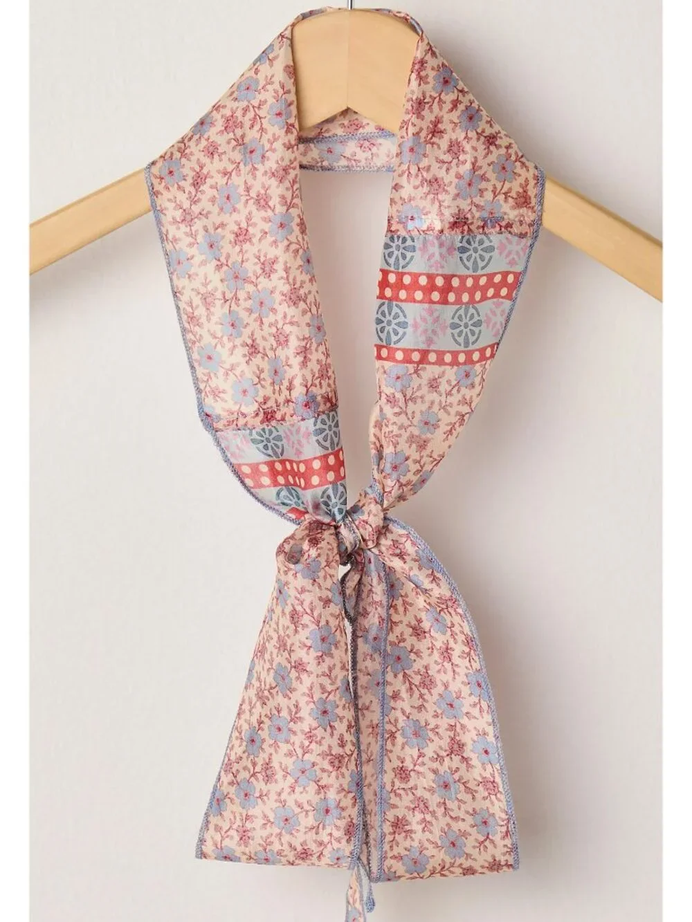 ☀️ Free People Tilly Skinny Silk Convertible Scarf Pastel Floral Ditsy Dot NWT